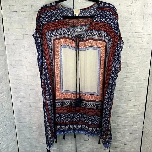 Surf Gypsy Tribal Pattern Light Weight Beach Cover Up/ Dress hippie bohemian - Picture 1 of 6